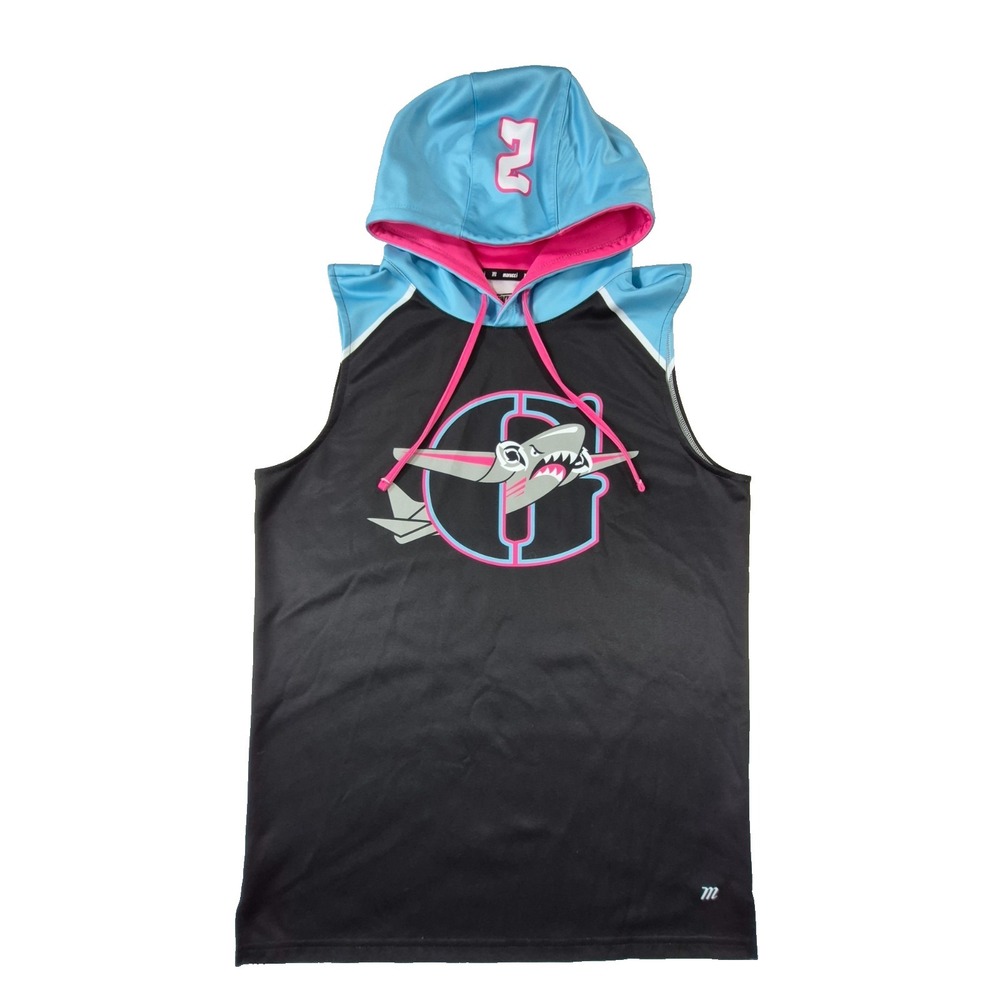 Marucci GA Bombers Sleeveless Hoodie Jersey Shark Logo #2 Black Blue Pink Size S